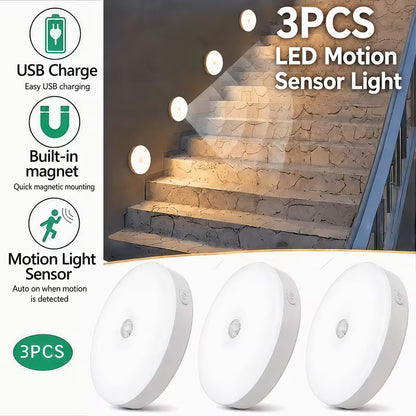 PLOOMI™ MotionGlow — 3-Pack Rechargeable Motion Sensor Lights